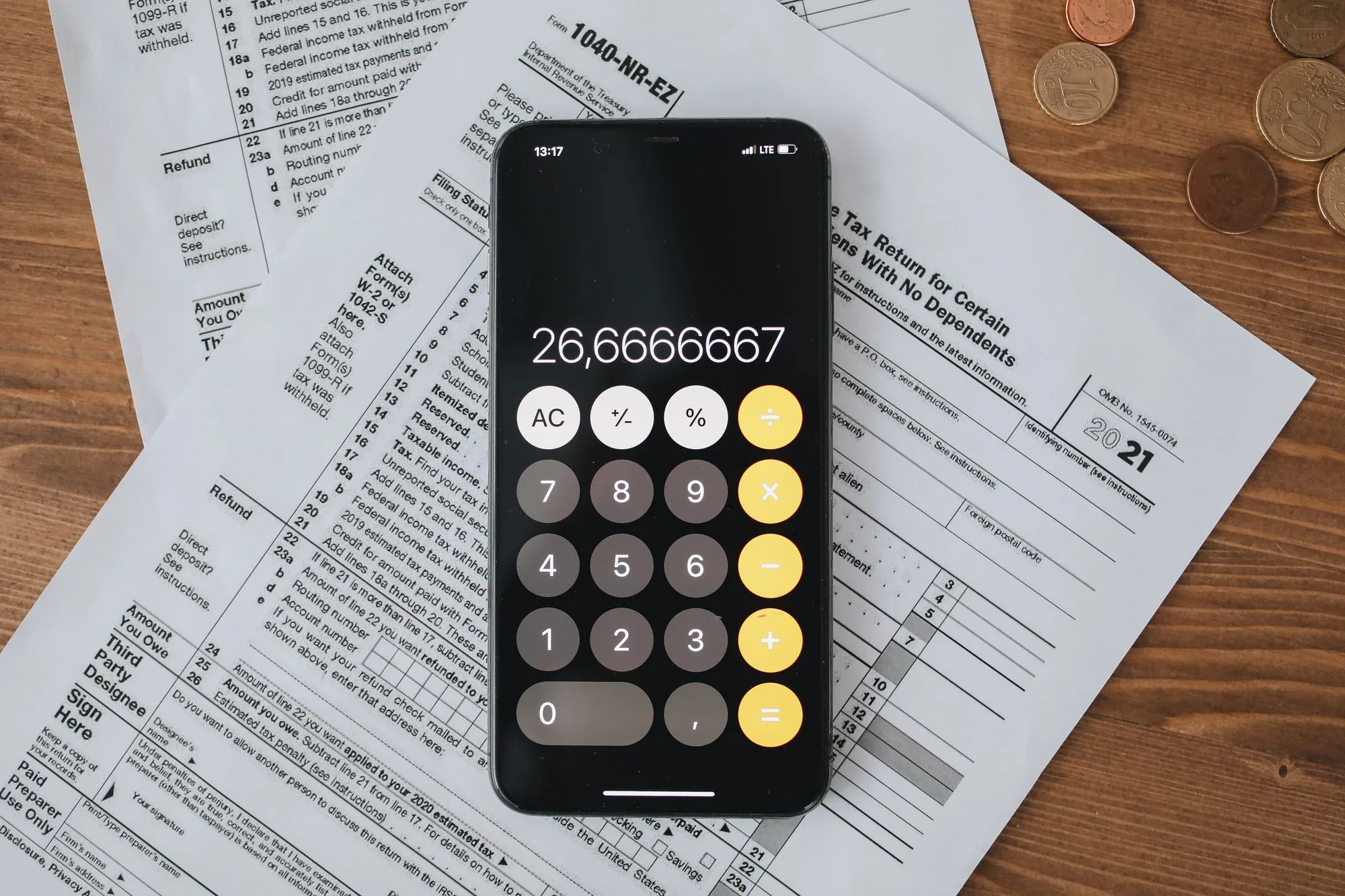 Formularios de impuestos con calculadora